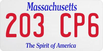MA license plate 203CP6