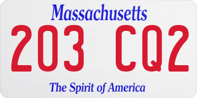 MA license plate 203CQ2