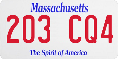 MA license plate 203CQ4