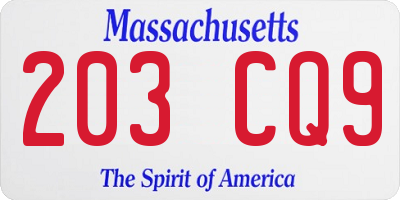 MA license plate 203CQ9