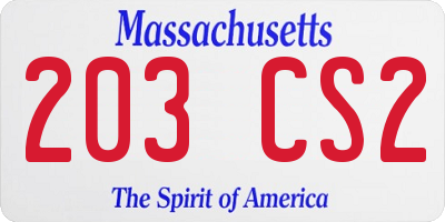 MA license plate 203CS2
