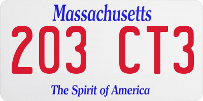 MA license plate 203CT3