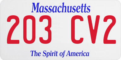 MA license plate 203CV2