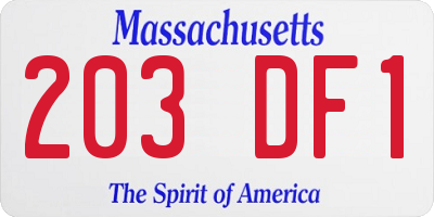 MA license plate 203DF1