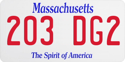 MA license plate 203DG2