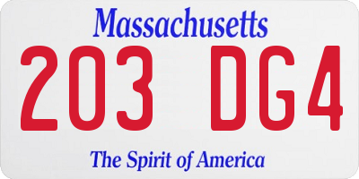 MA license plate 203DG4