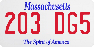 MA license plate 203DG5