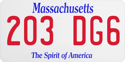 MA license plate 203DG6