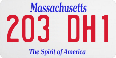 MA license plate 203DH1
