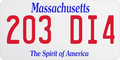 MA license plate 203DI4