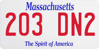 MA license plate 203DN2