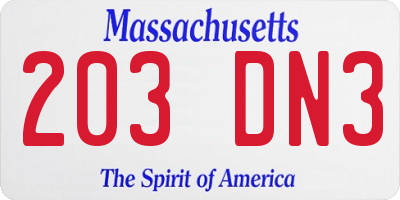 MA license plate 203DN3