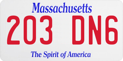 MA license plate 203DN6