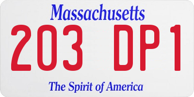 MA license plate 203DP1