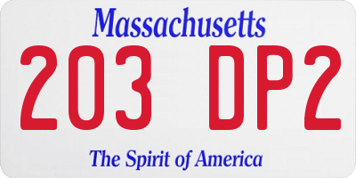 MA license plate 203DP2