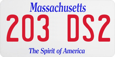 MA license plate 203DS2