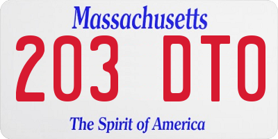 MA license plate 203DT0