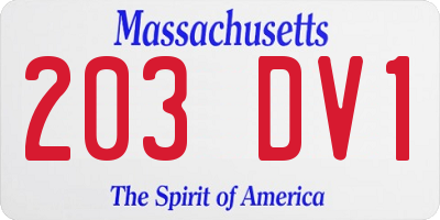 MA license plate 203DV1