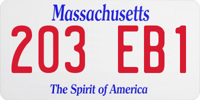 MA license plate 203EB1