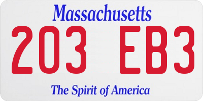 MA license plate 203EB3