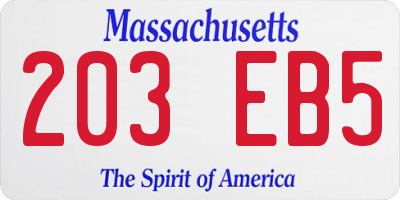 MA license plate 203EB5