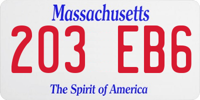 MA license plate 203EB6