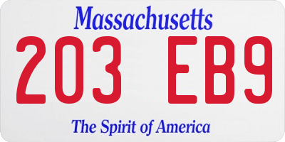 MA license plate 203EB9