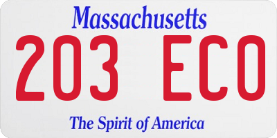 MA license plate 203EC0