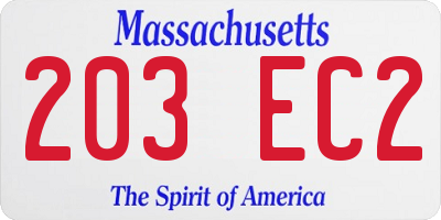 MA license plate 203EC2