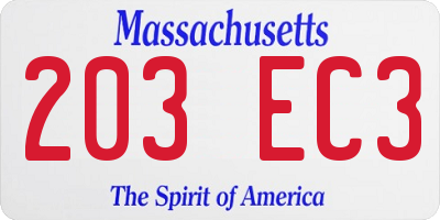 MA license plate 203EC3