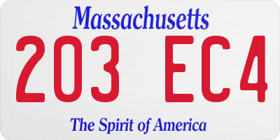 MA license plate 203EC4