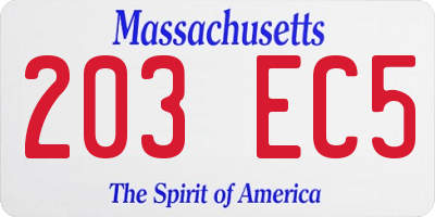 MA license plate 203EC5