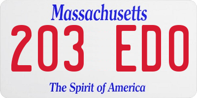 MA license plate 203ED0