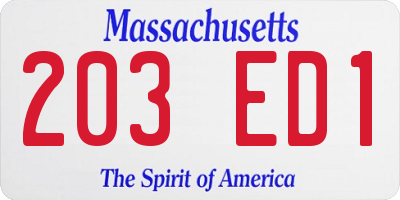 MA license plate 203ED1