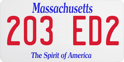 MA license plate 203ED2