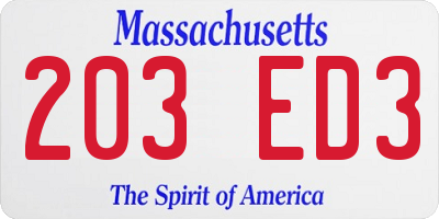 MA license plate 203ED3