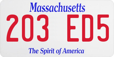 MA license plate 203ED5