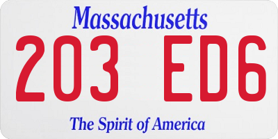 MA license plate 203ED6