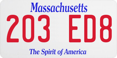 MA license plate 203ED8
