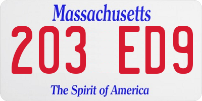 MA license plate 203ED9
