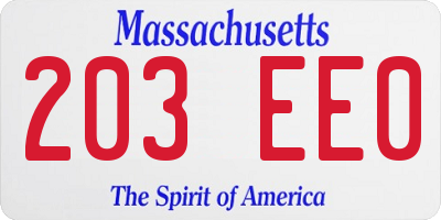 MA license plate 203EE0