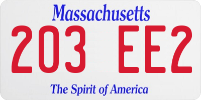 MA license plate 203EE2