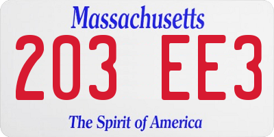 MA license plate 203EE3