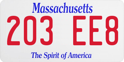 MA license plate 203EE8