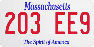 MA license plate 203EE9