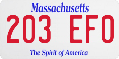 MA license plate 203EF0
