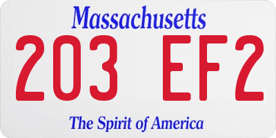 MA license plate 203EF2