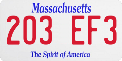 MA license plate 203EF3
