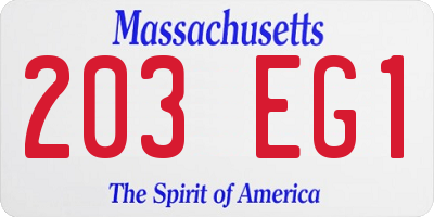 MA license plate 203EG1