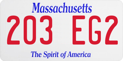 MA license plate 203EG2
